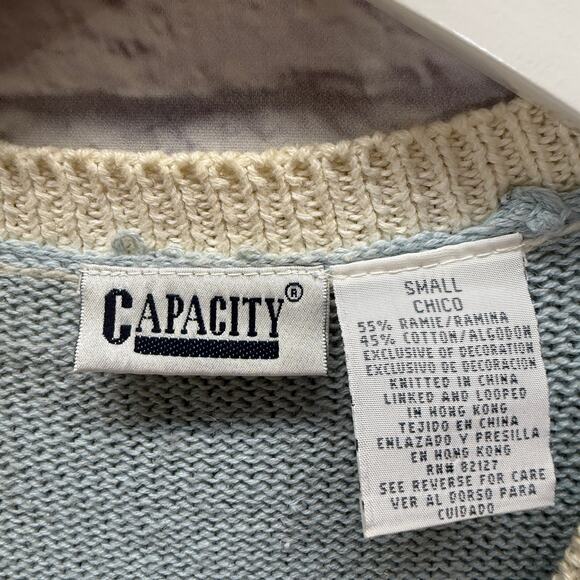 Vintage Women Capacity Knit Sweater Vest Size S Cottage Beach Lake Sailboat Bike - Picture 3 of 5